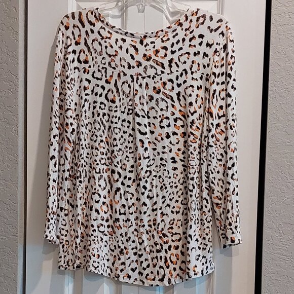 Finn & Grace Animal Print 3/4 Sleeve Blouse Women's Size S - Picture 6 of 12